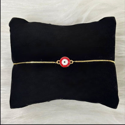 Gold-Plated Evil Eye Adjustable Bracelet