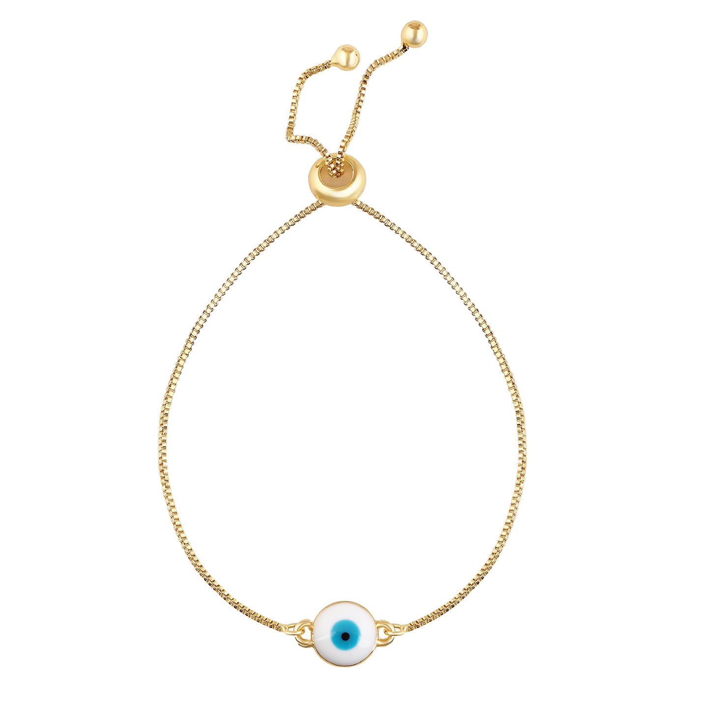 Bdiva Classic Round 18k Gold-Plated Evil Eye Adjustable Bracelet