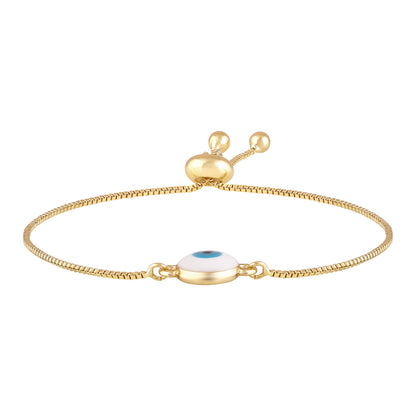 Gold-Plated Evil Eye Adjustable Bracelet
