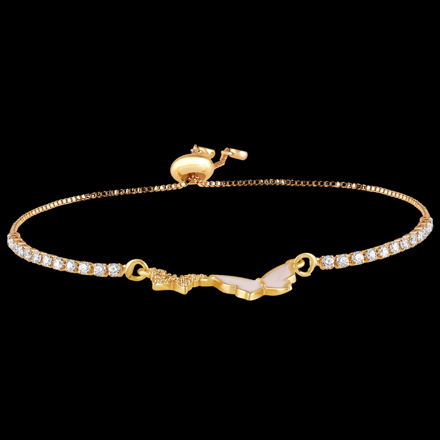 Bdiva Handmade Butterfly 18k Gold-Plated Evil Eye Adjustable Bracelet