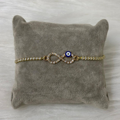 Evil Eye Infinity Bracelet with Cubic Zirconia