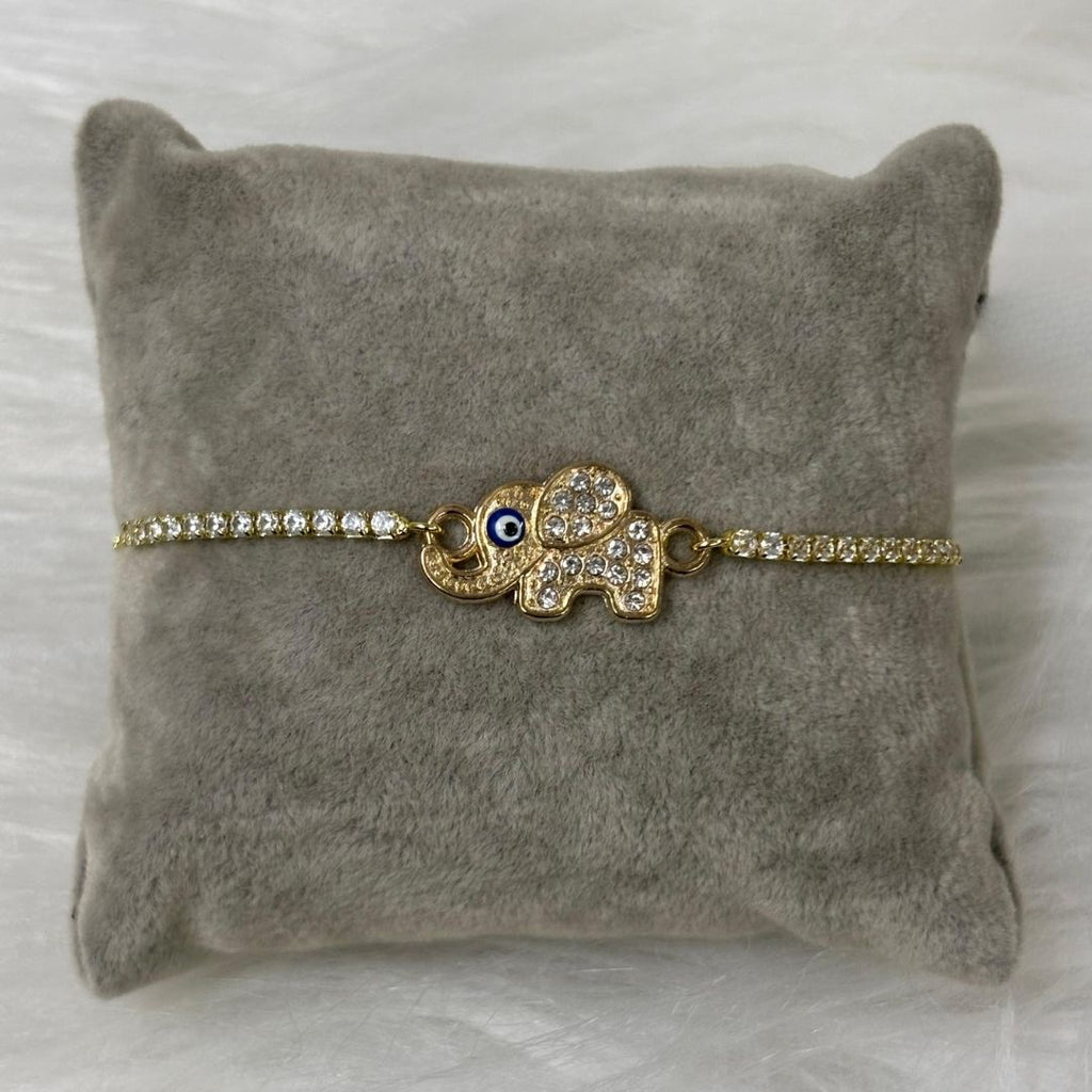 Evil Eye Elephant Bracelet with Cubic Zirconia