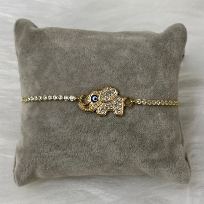 Evil Eye Elephant Bracelet with Cubic Zirconia