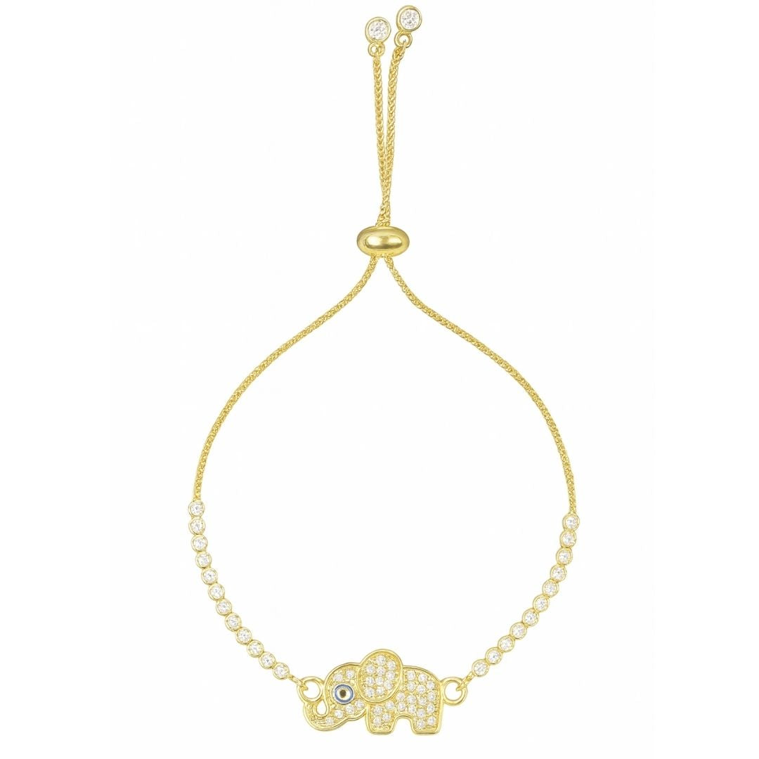 Evil Eye Elephant Bracelet with Cubic Zirconia