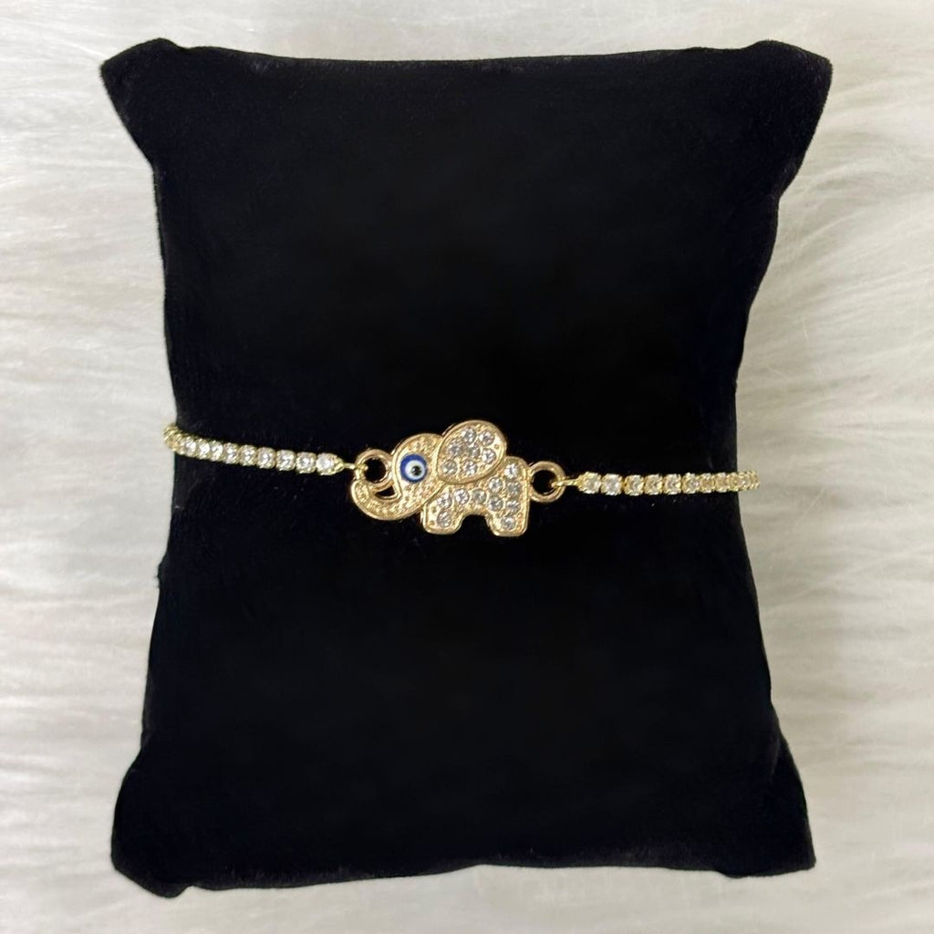 Evil Eye Elephant Bracelet with Cubic Zirconia