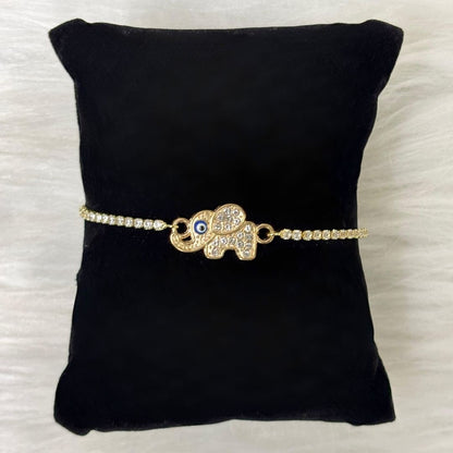 Evil Eye Elephant Bracelet with Cubic Zirconia