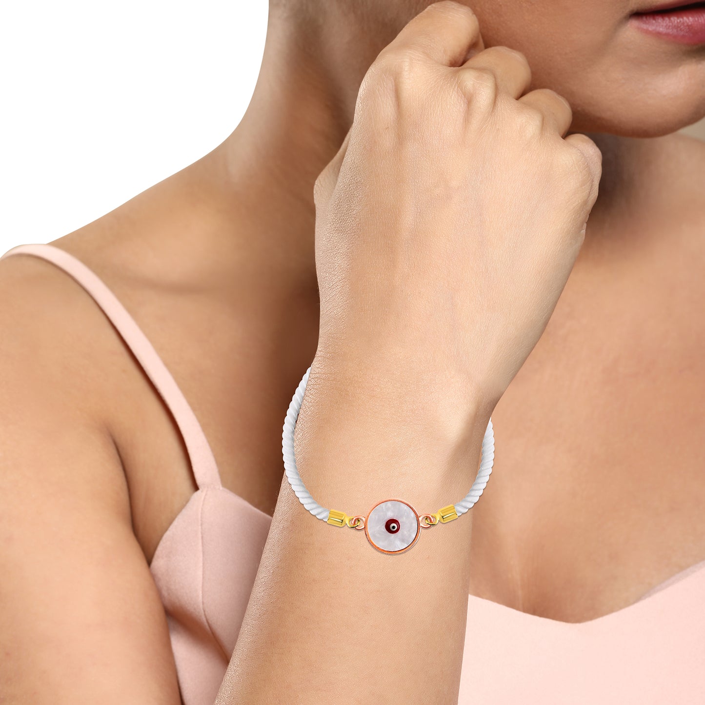 Bdiva Handcrafted Round 18k Gold-Plated Evil Eye Adjustable Bracelet