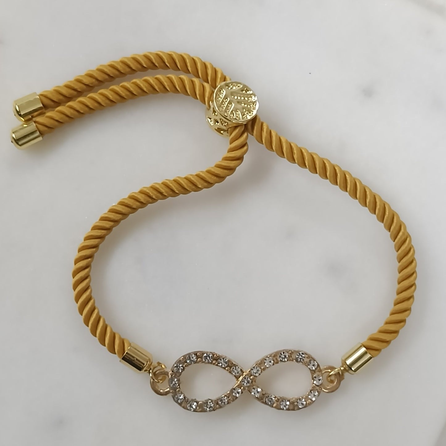 Bdiva 18k Gold-Plated Adjustable Infinity Bracelet with Cubic Zirconia