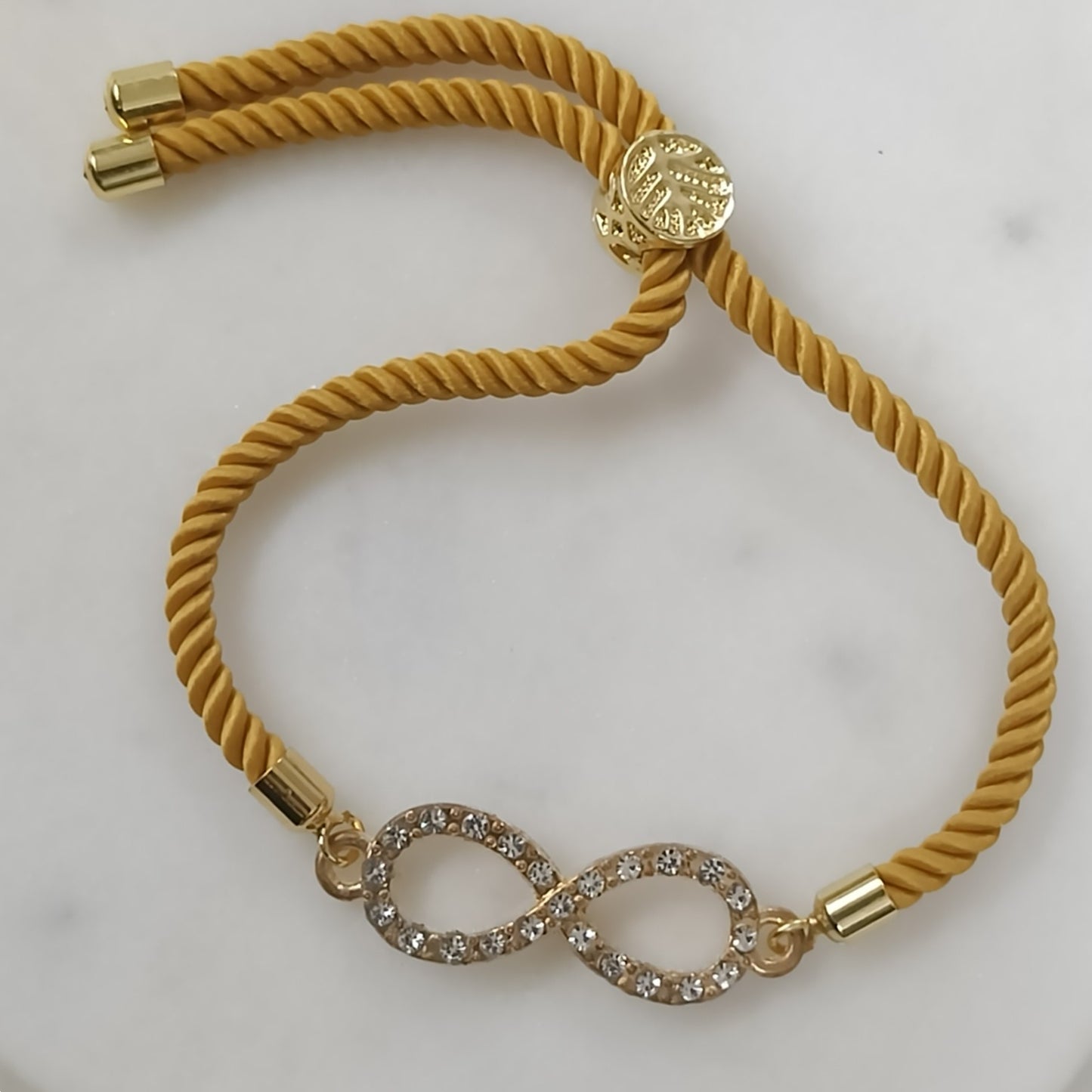 Bdiva 18k Gold-Plated Adjustable Infinity Bracelet with Cubic Zirconia