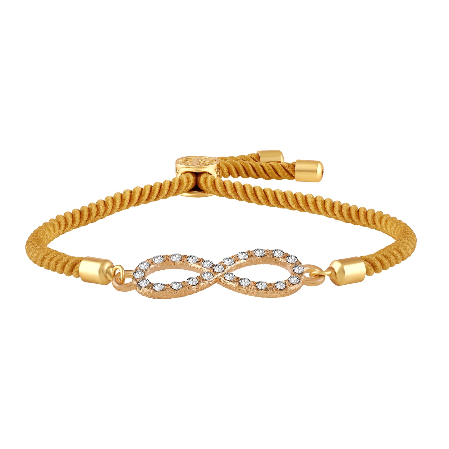 Bdiva 18k Gold-Plated Adjustable Infinity Bracelet with Cubic Zirconia