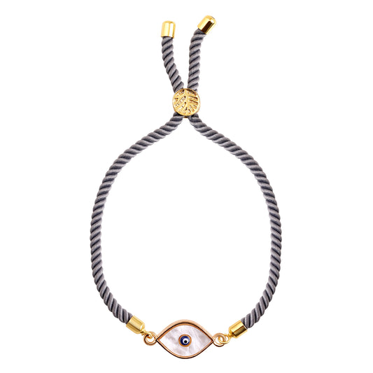 Bdiva Handcrafted Round 18k Gold-Plated Evil Eye Adjustable Bracelet