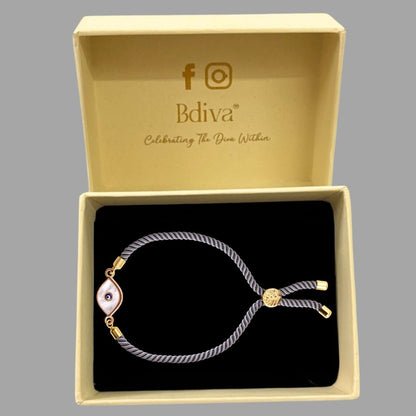 Gold-Plated Evil Eye Adjustable Bracelet