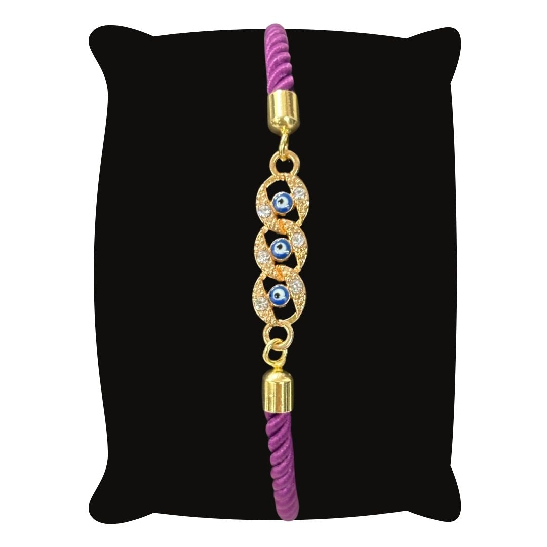 Bdiva Handcrafted Round 18k Gold-Plated Evil Eye Adjustable Bracelet