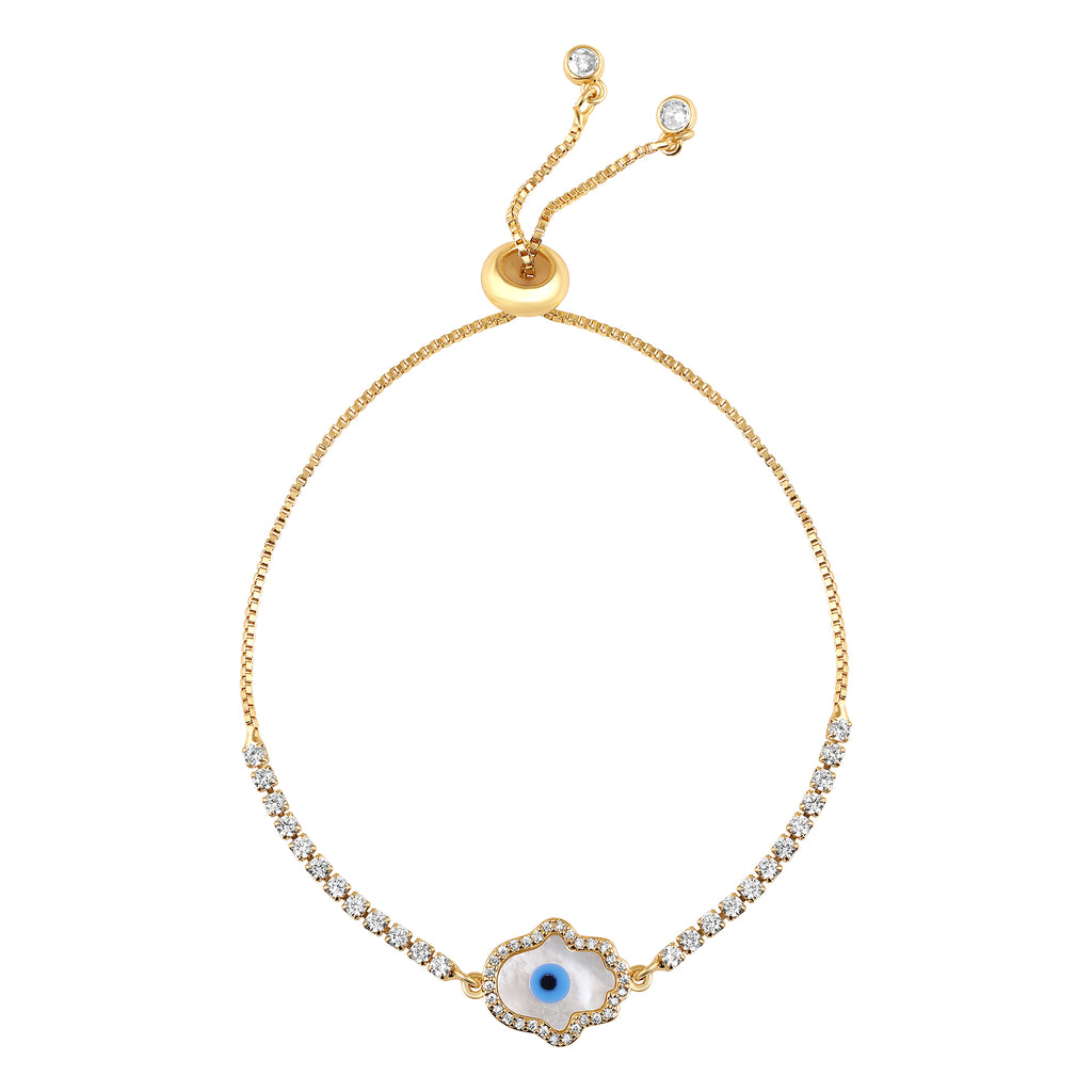 Gold Plated Evil Eye Hamsa Bracelet