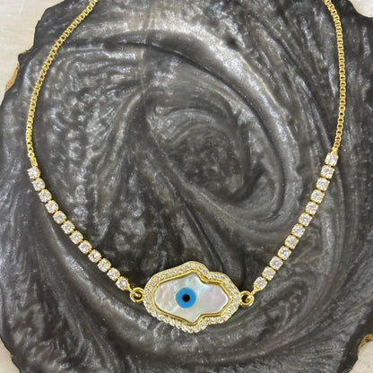 Evil Eye Hamsa Bracelet with Cubic Zirconia