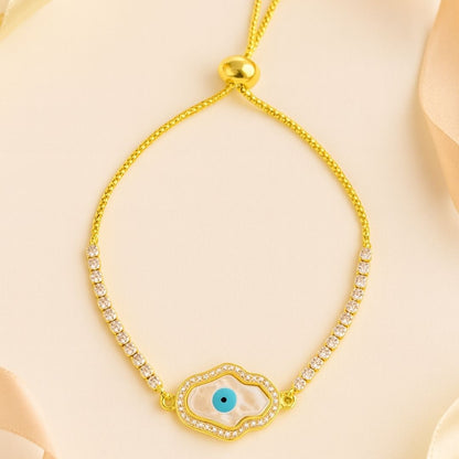 Evil Eye Hamsa Bracelet with Cubic Zirconia