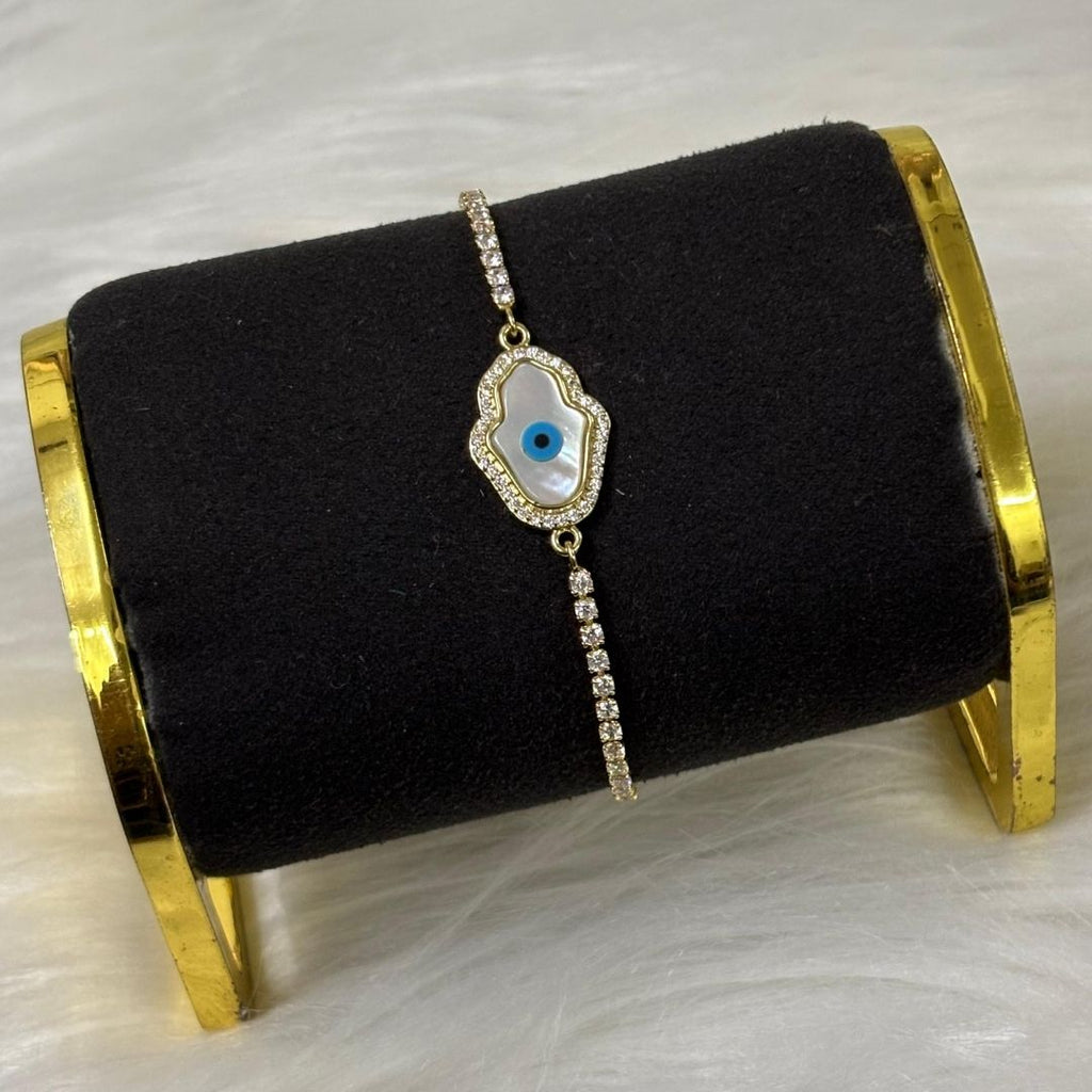 Evil Eye Hamsa Bracelet with Cubic Zirconia