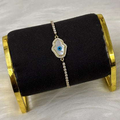 Evil Eye Hamsa Bracelet with Cubic Zirconia