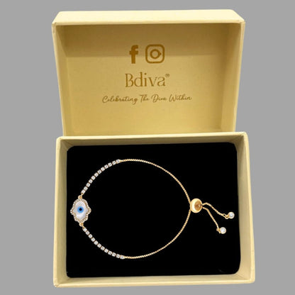 Gold Plated Evil Eye Hamsa Bracelet