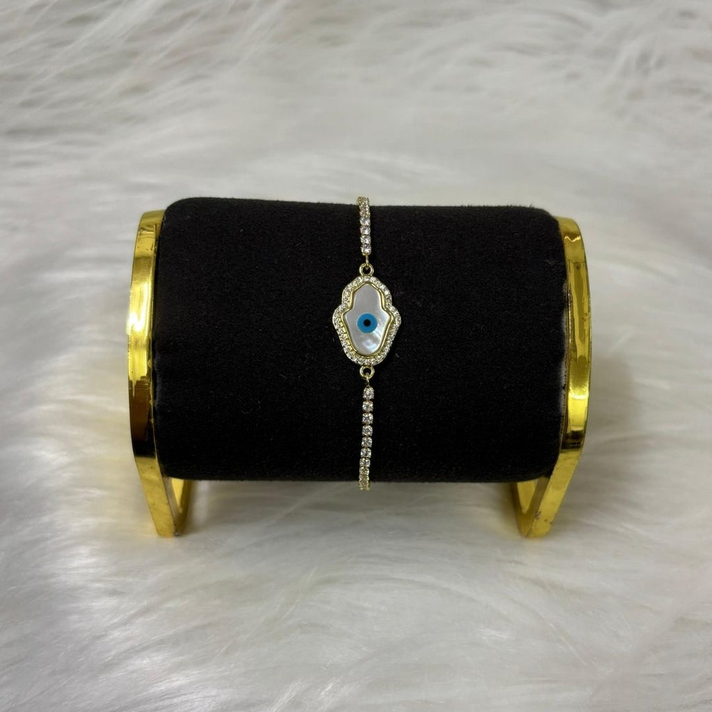 Evil Eye Hamsa Bracelet with Cubic Zirconia