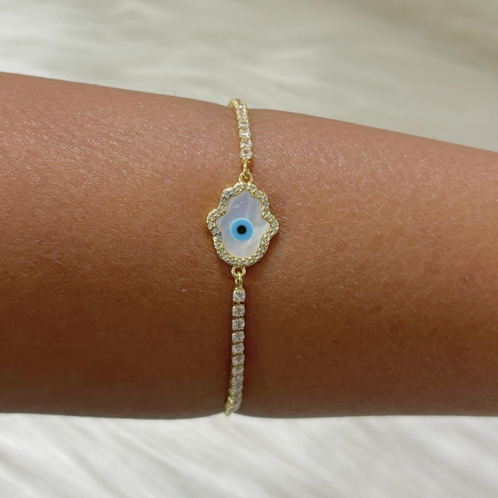 Gold Plated Evil Eye Hamsa Bracelet