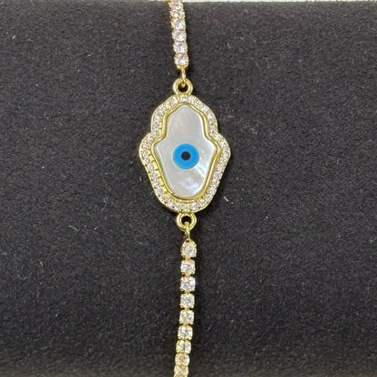Evil Eye Hamsa Bracelet with Cubic Zirconia