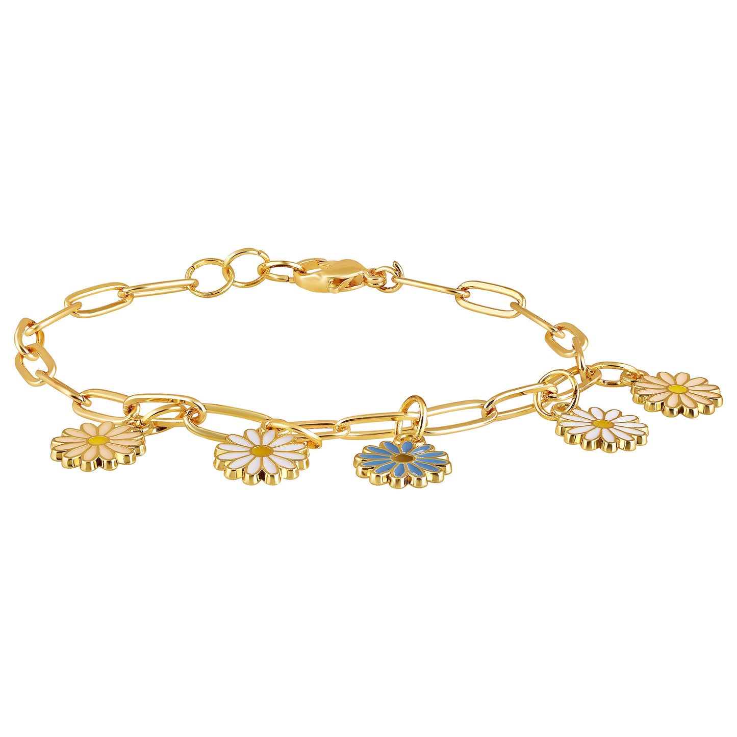 Bdiva Hanging Flower Charm 18K Gold-Plated Bracelet