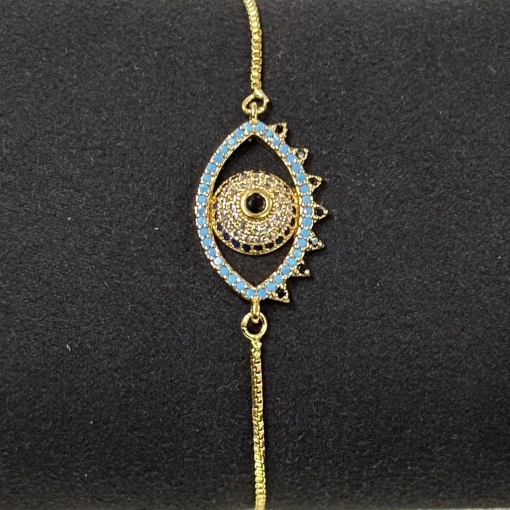 Gold-Plated Evil Eye Adjustable Bracelet