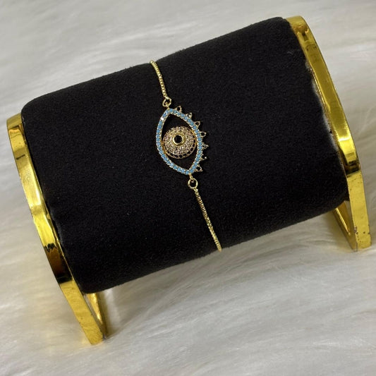 Classic Round Gold-Plated Evil Eye Adjustable Bracelet