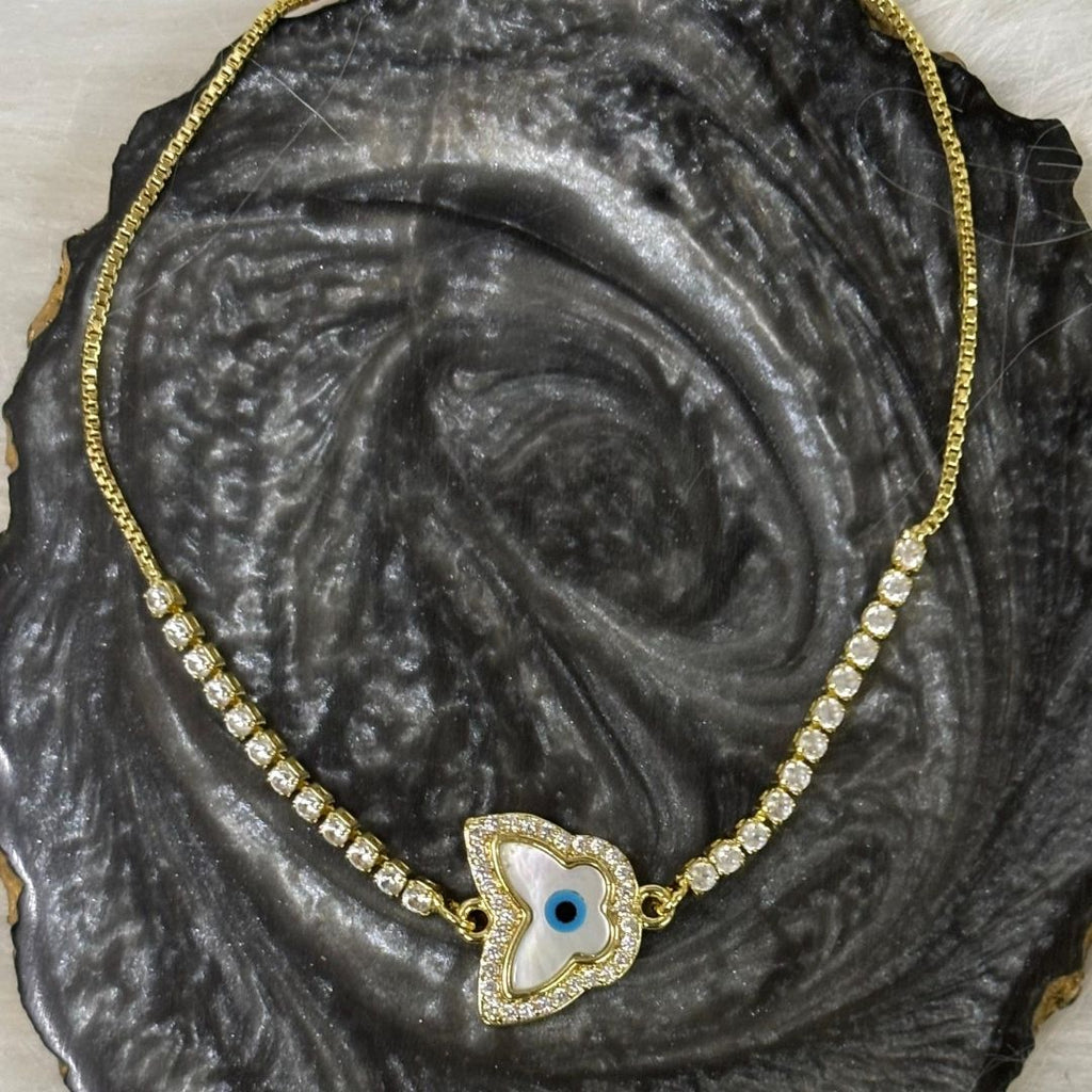 Evil Eye Butterfly Bracelet with Cubic Zirconia