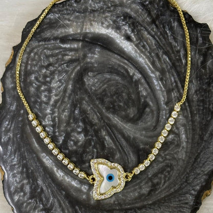 Evil Eye Butterfly Bracelet with Cubic Zirconia