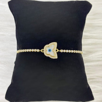 Evil Eye Butterfly Bracelet with Cubic Zirconia