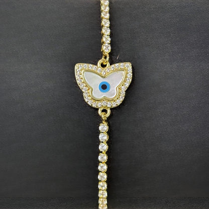 Evil Eye Butterfly Bracelet with Cubic Zirconia