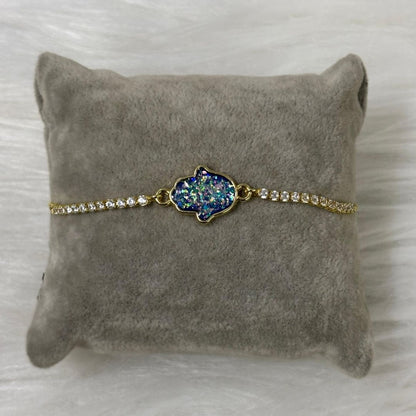 Dazzling Gold-Plated Hamsa Bracelet