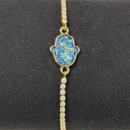 Dazzling Gold-Plated Hamsa Bracelet