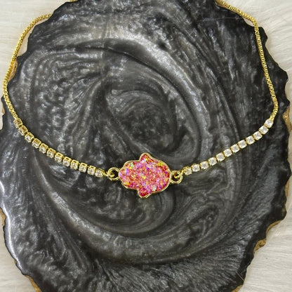 Dazzling Gold-Plated Hamsa Bracelet