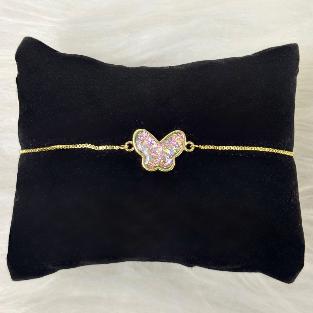 Fly High Butterfly Bracelet – Gold Plated with Glitter Shine
