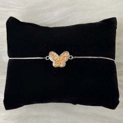 Rhodium-Plated Butterfly Bracelet
