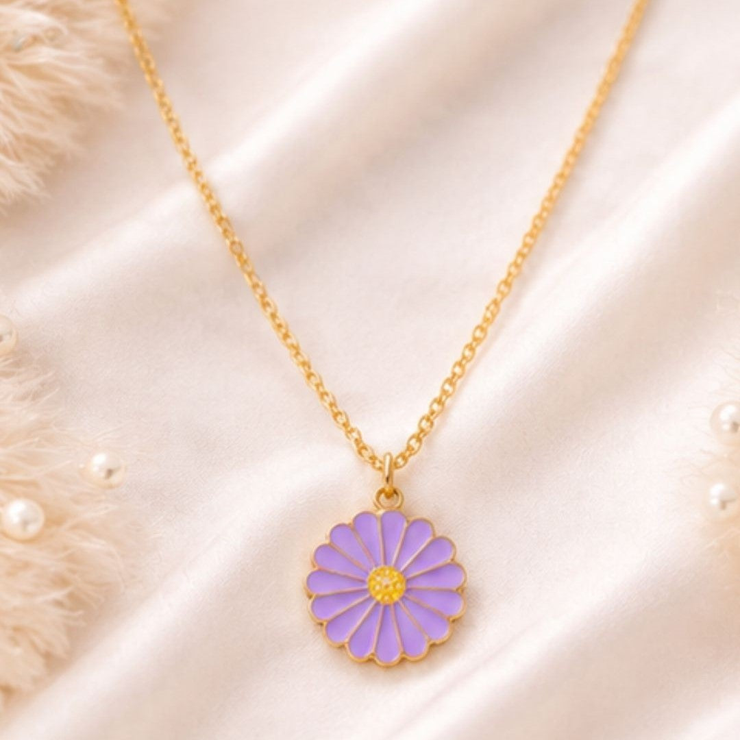 Gold Plated Flower Style Pendant Chain
