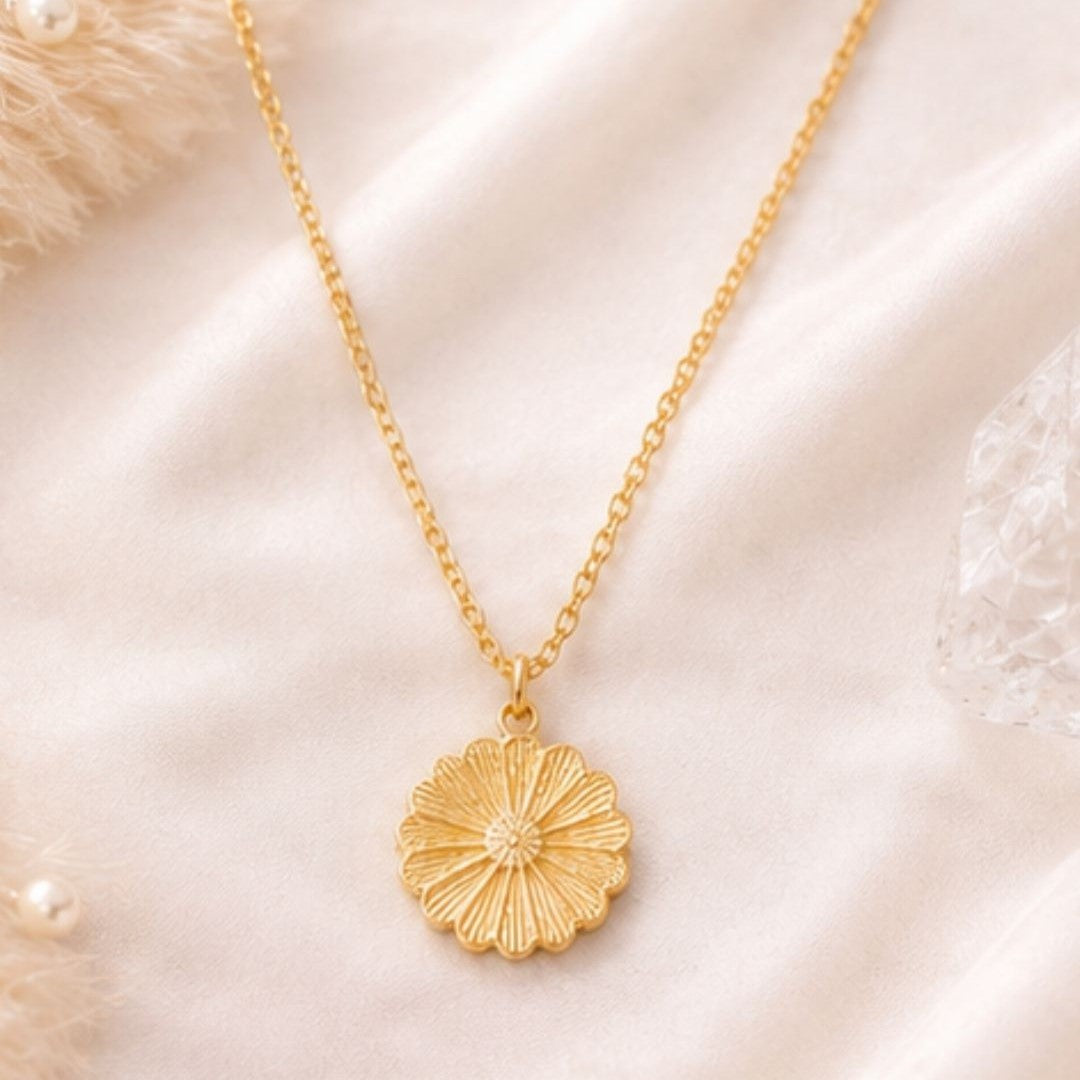 Gold Plated Flower Style Pendant Chain