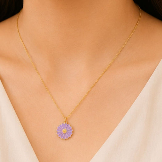 Gold Plated Flower Style Pendant Chain