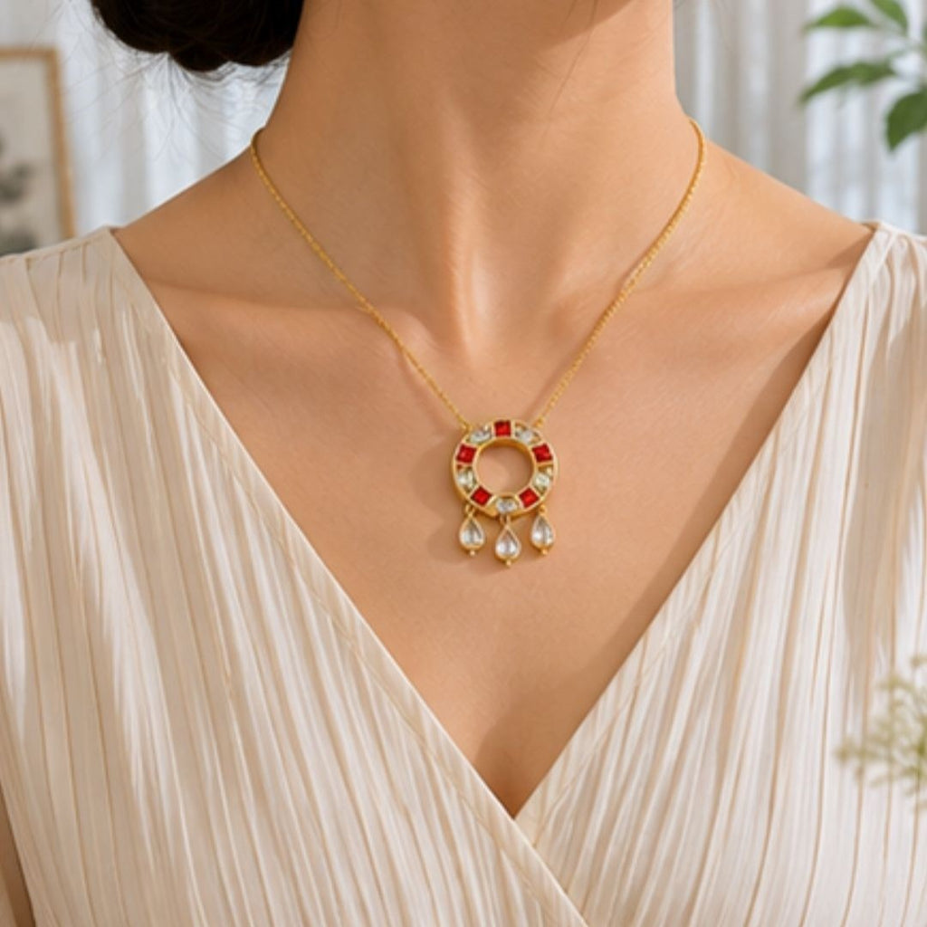 Gold Plated Cubic Zirconia Chain Pendant