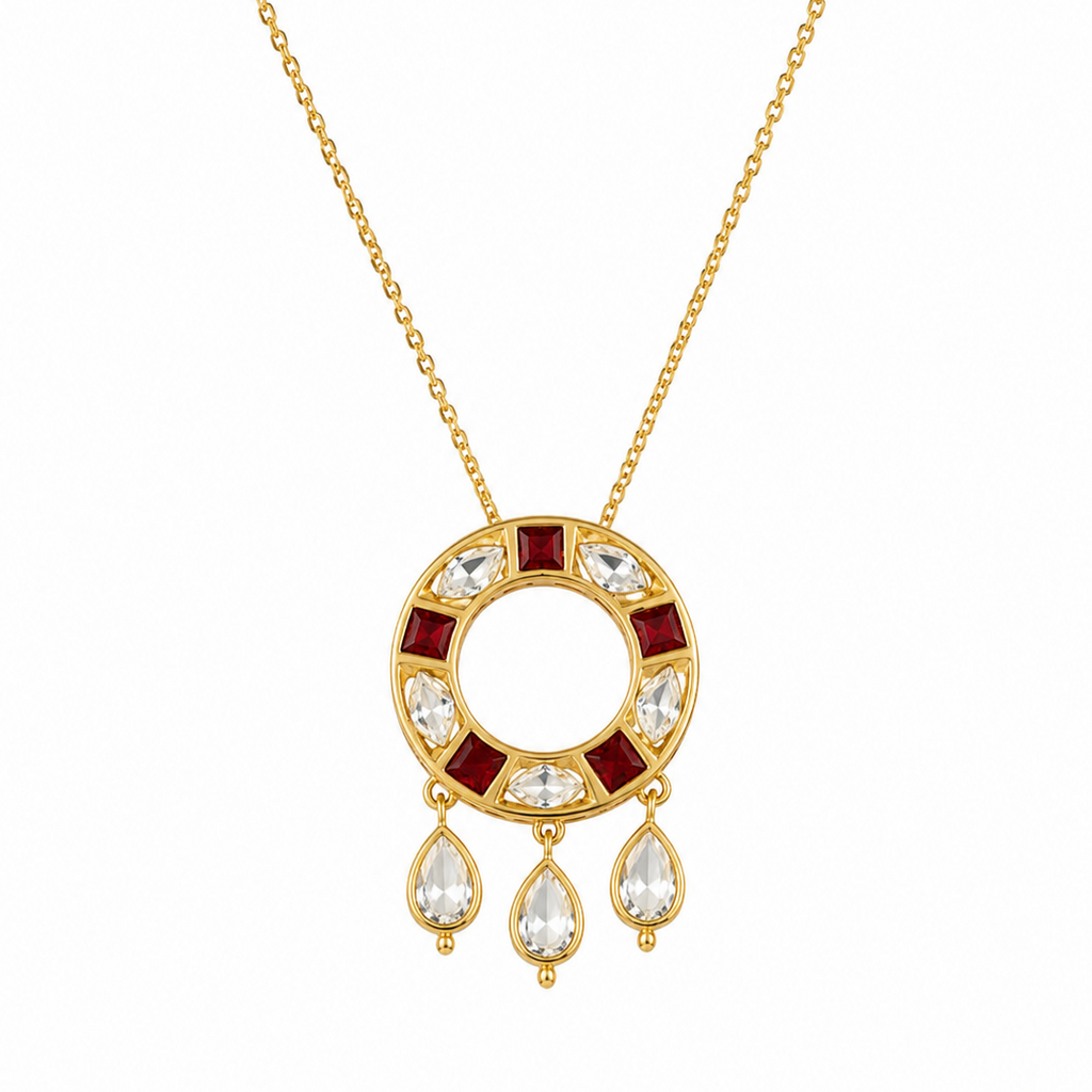 Gold Plated Cubic Zirconia Chain Pendant