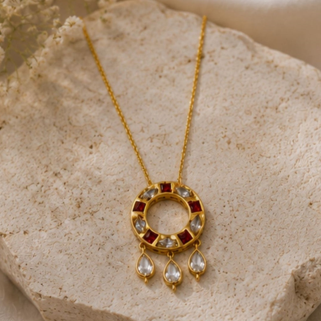 Gold Plated Cubic Zirconia Chain Pendant