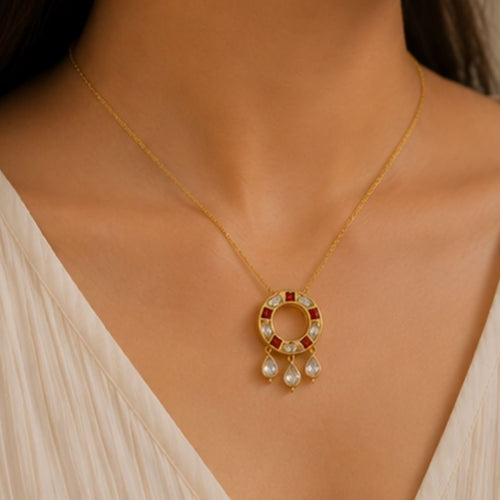 Gold Plated Cubic Zirconia Chain Pendant