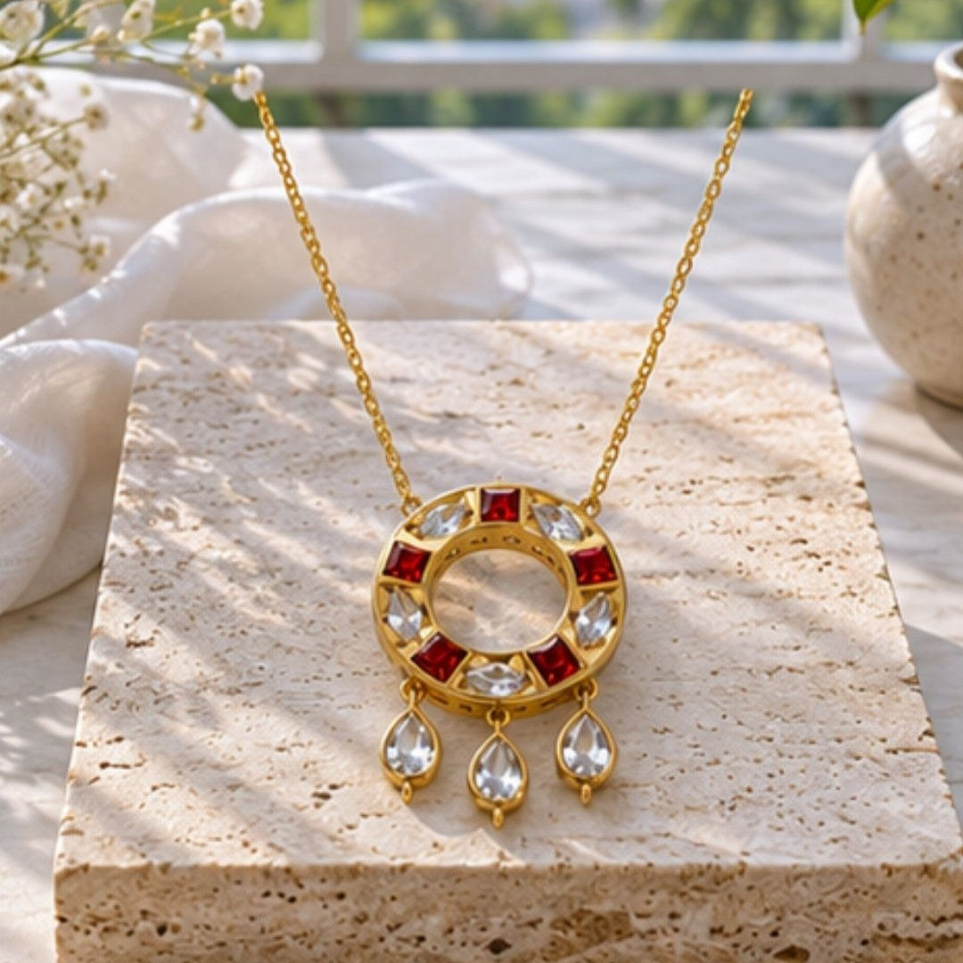 Gold Plated CZ Pendant Chain