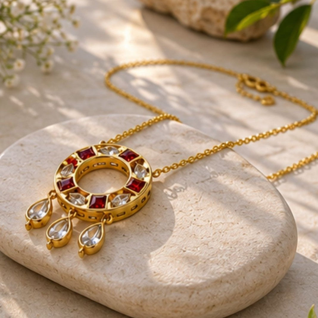 Gold Plated CZ Pendant Chain