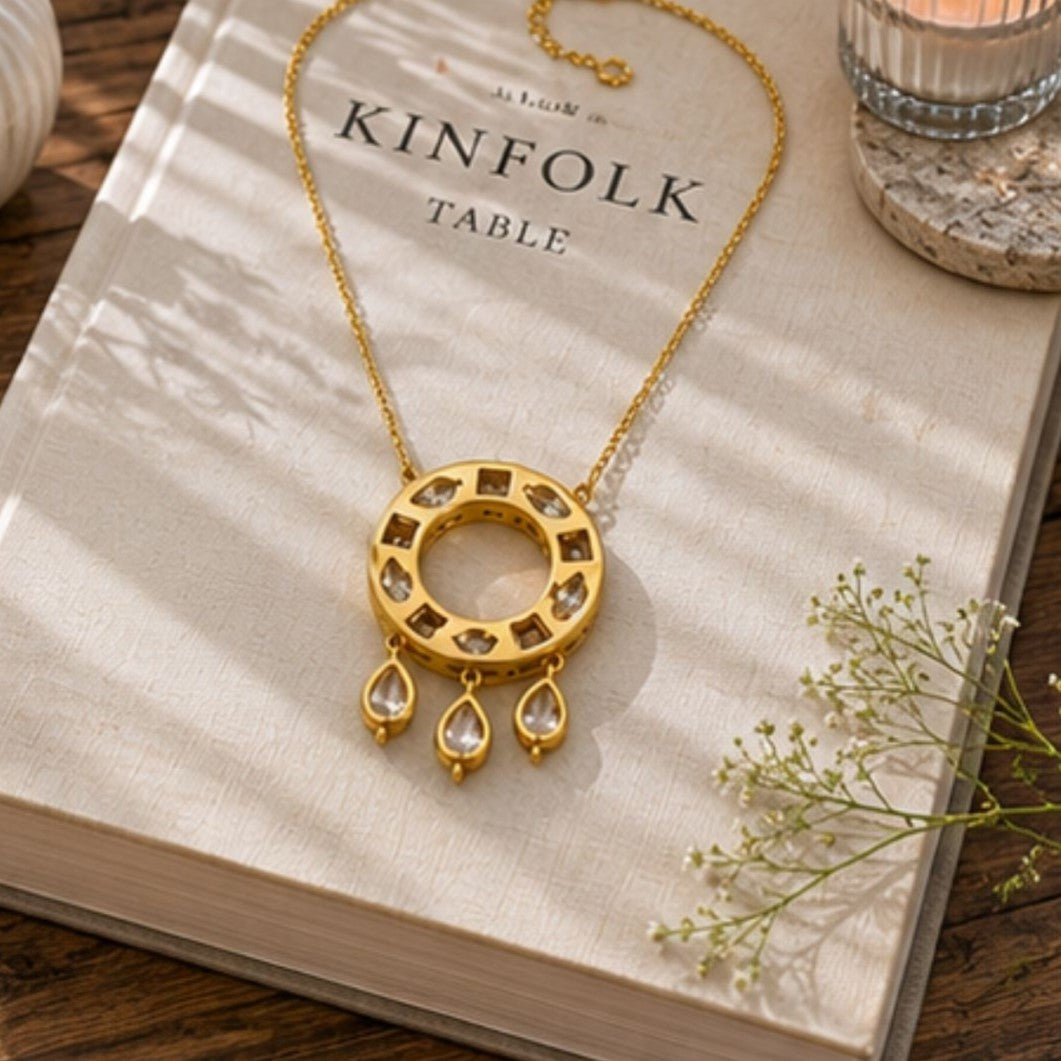 Gold Plated CZ Pendant Chain