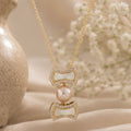 Gold Plated Pearl & Cubic Zirconia Chain Pendant