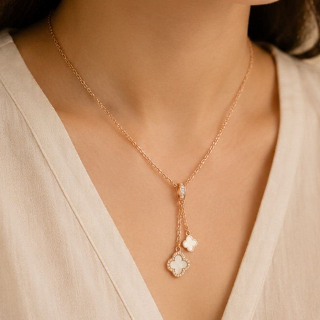 Rose Gold Plated Clover Pendant Chain